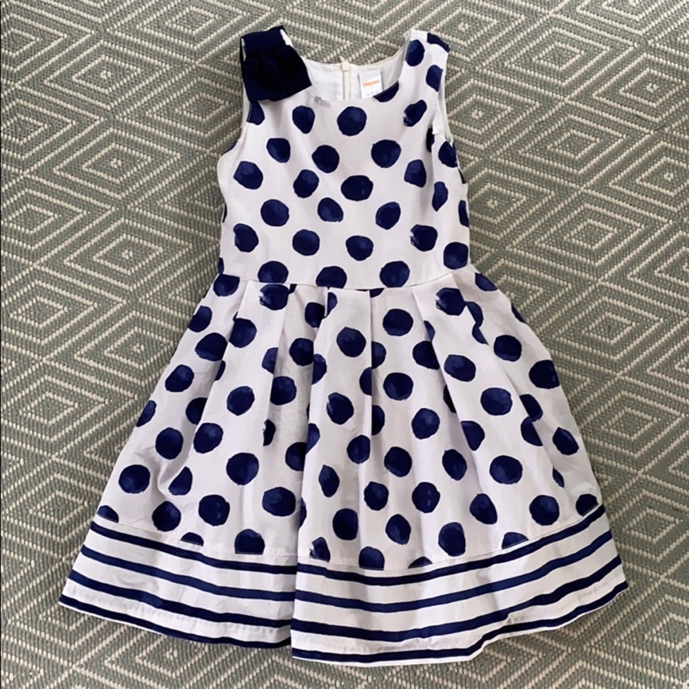Gymboree navy/white polka dot dress EUC